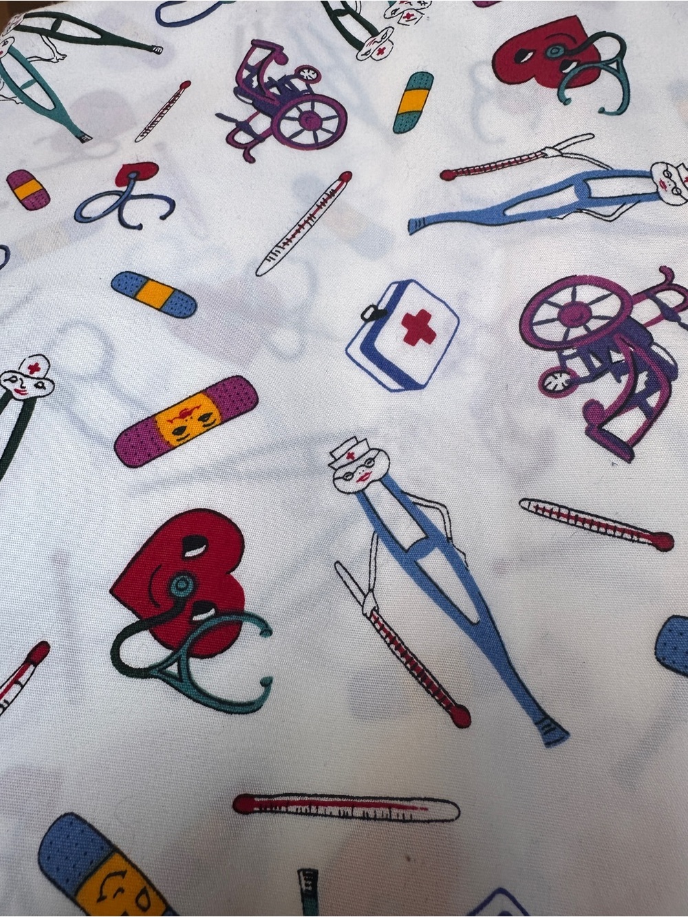 2 Yard VINTAGE! 80s/90s Spring Industries Medical Motif Cotton Fabric